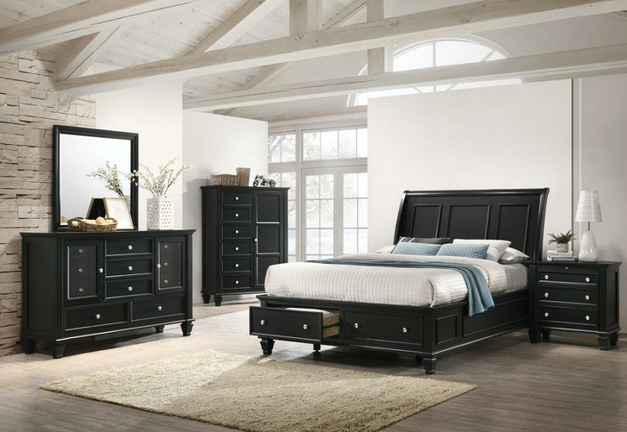 Bedroom Coaster Z2 Premium | Sandy Beach Black Queen Four Piece Bedroom Set