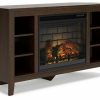 Entertainment Ashley Furniture | Camiburg Corner Tv Stand With Electric Fireplace