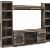 Entertainment Ashley Furniture | Derekson 4-Piece Entertainment Center With Electric Fireplace