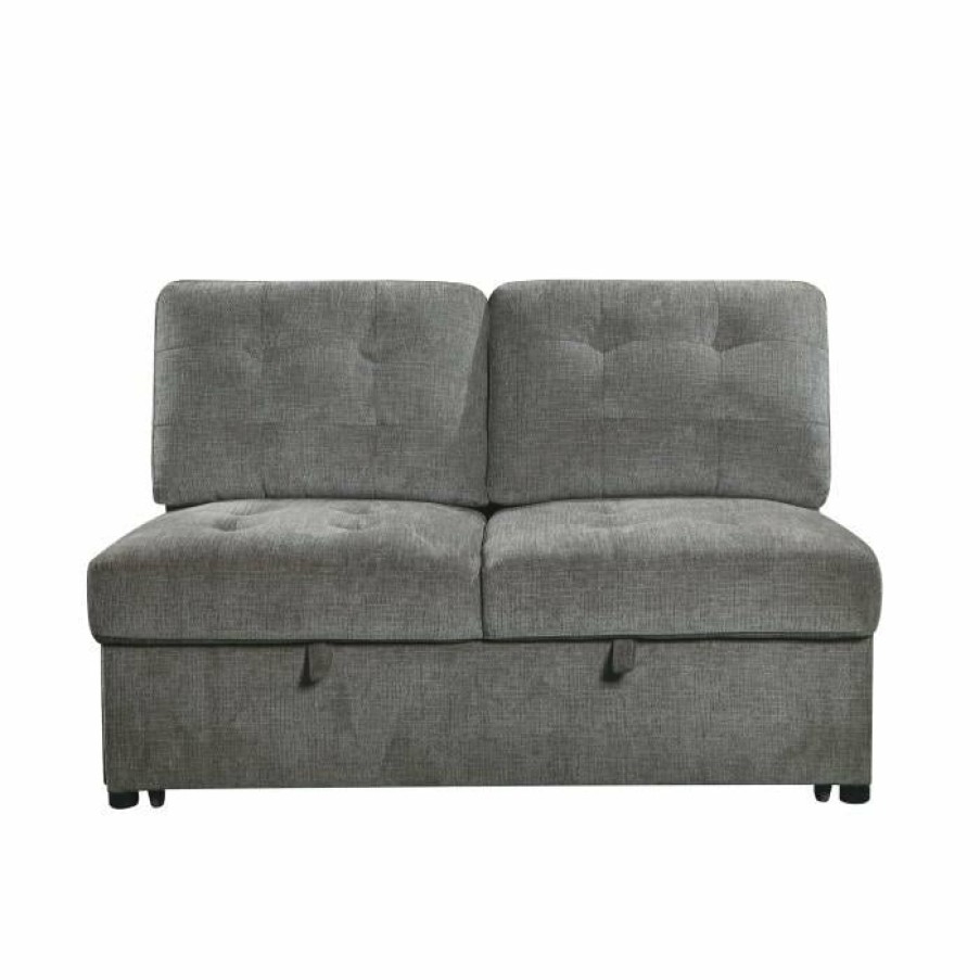 Living Room Homelegance (Homerica East) | Homelegance Furniture Logansport Armless 2-Seater With Pull-Out Bed In Gray 9401Gry-2A