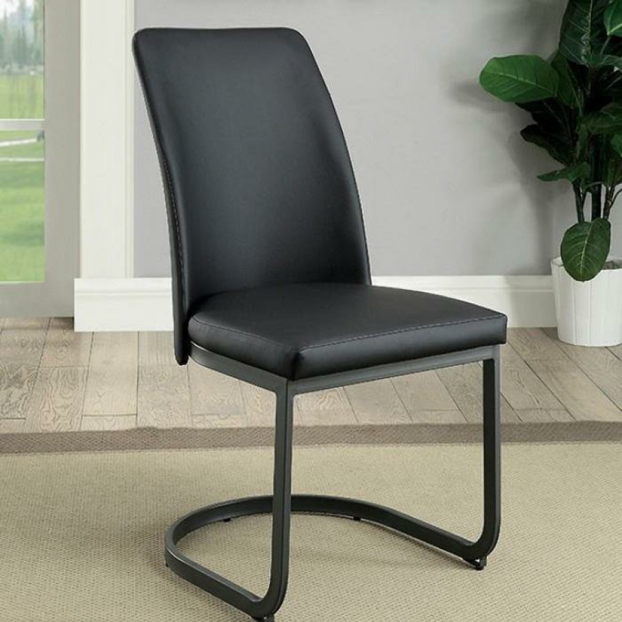 Dining Room FOA East | Saskia Dark Gray/Black Side Chair (2/Ctn)