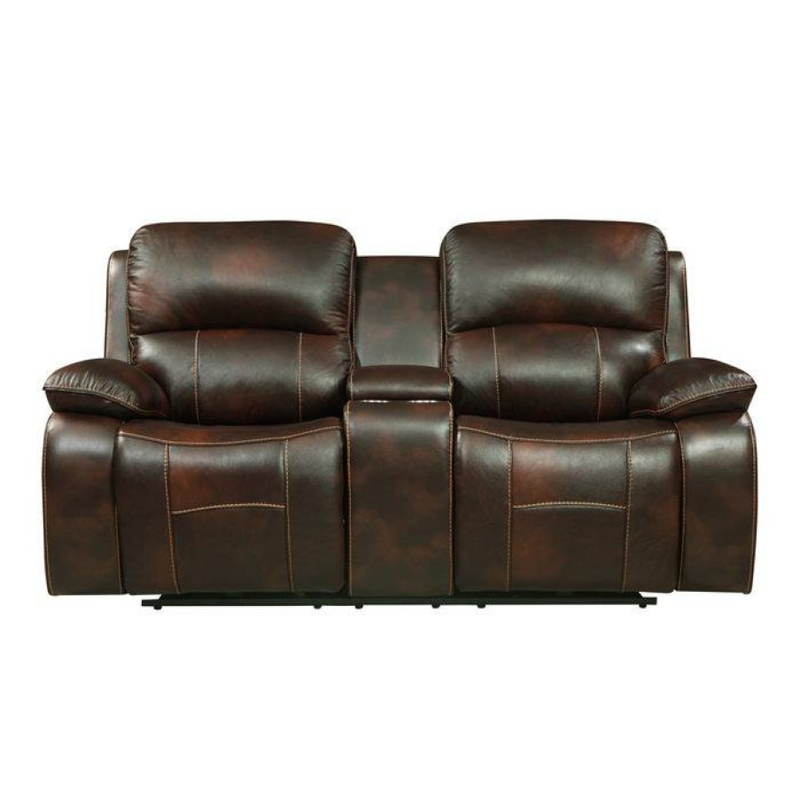 Living Room Homelegance (Homerica East) | Homelegance Furniture Mahala Double Reclining Loveseat In Brown 8200Brw-2