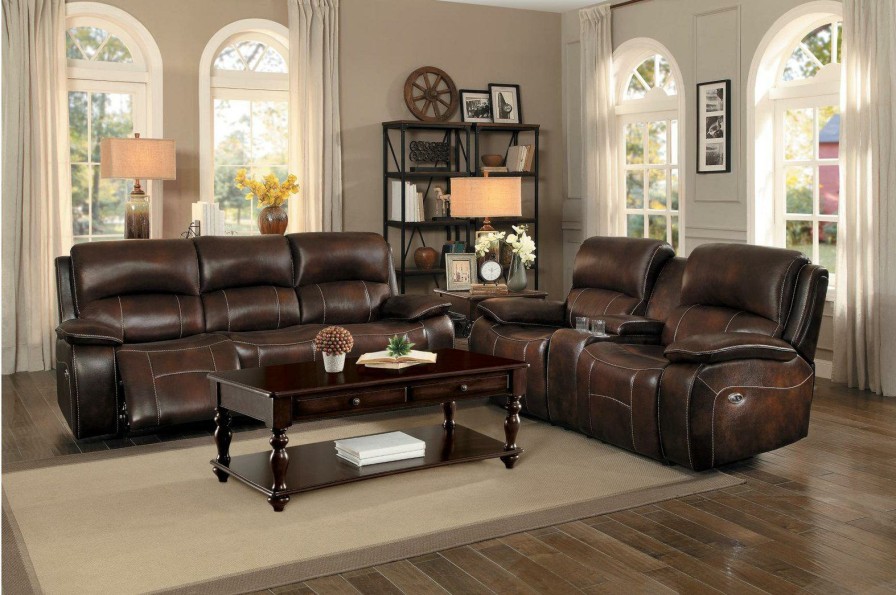 Living Room Homelegance (Homerica East) | Homelegance Furniture Mahala Double Reclining Loveseat In Brown 8200Brw-2