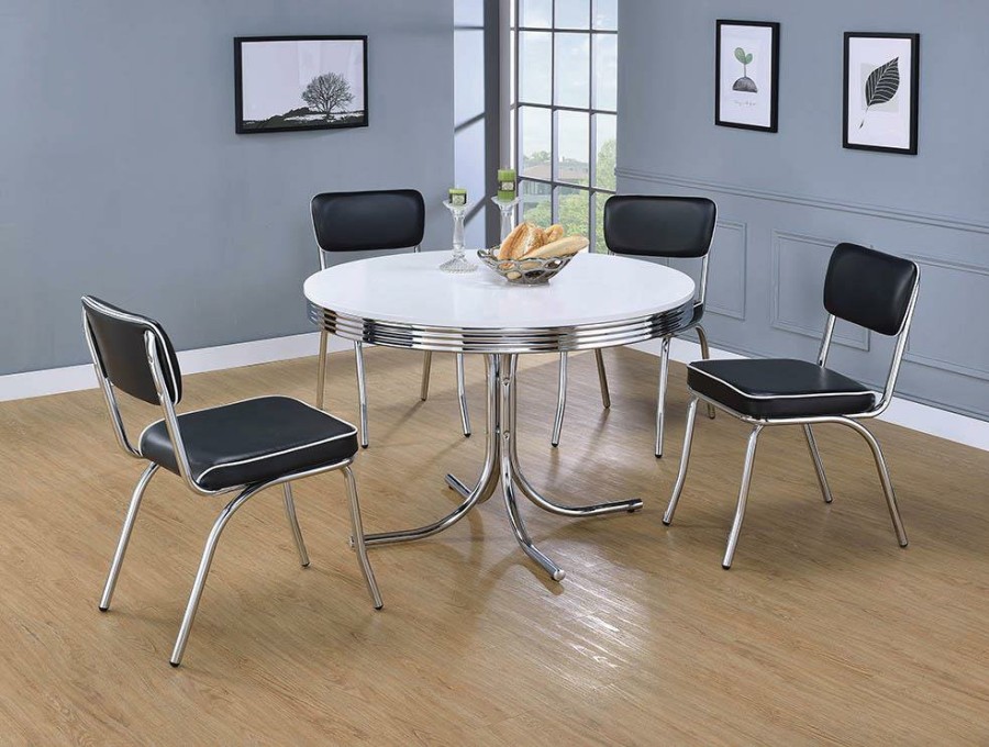 Dining Room Coaster Z2 Premium | Retro Collection Chrome Dining Chair