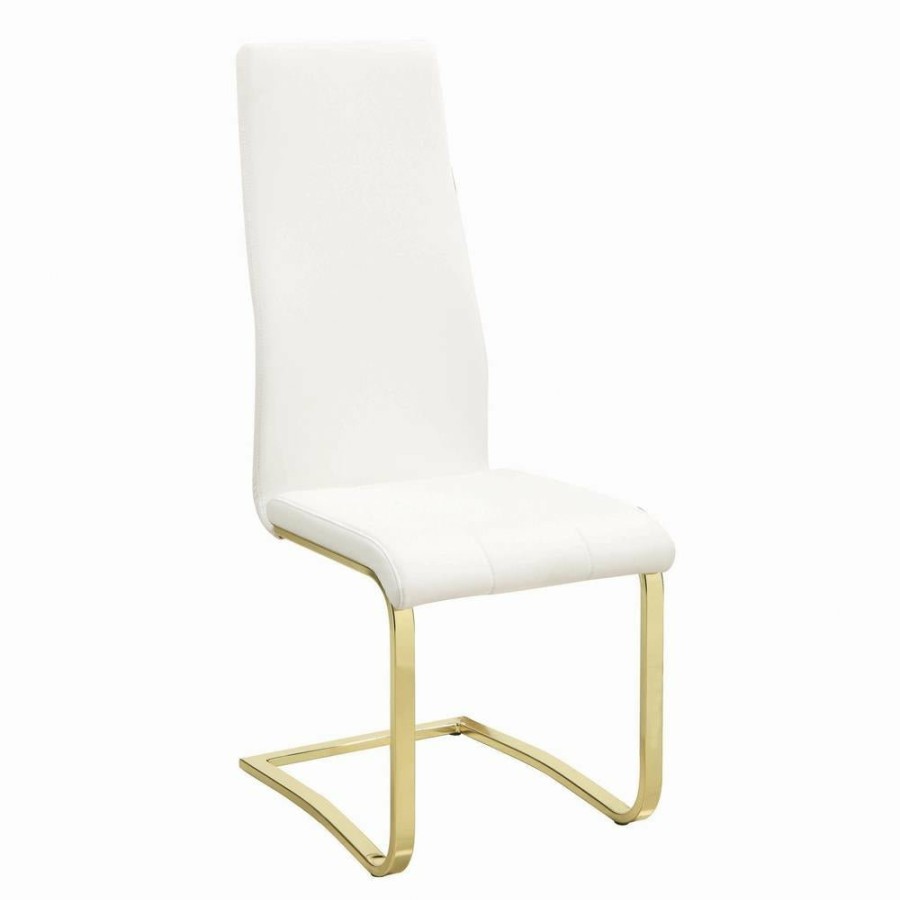 Dining Room Coaster Z2 Premium | Chanel Modern White And Rustic Brass Side Chair