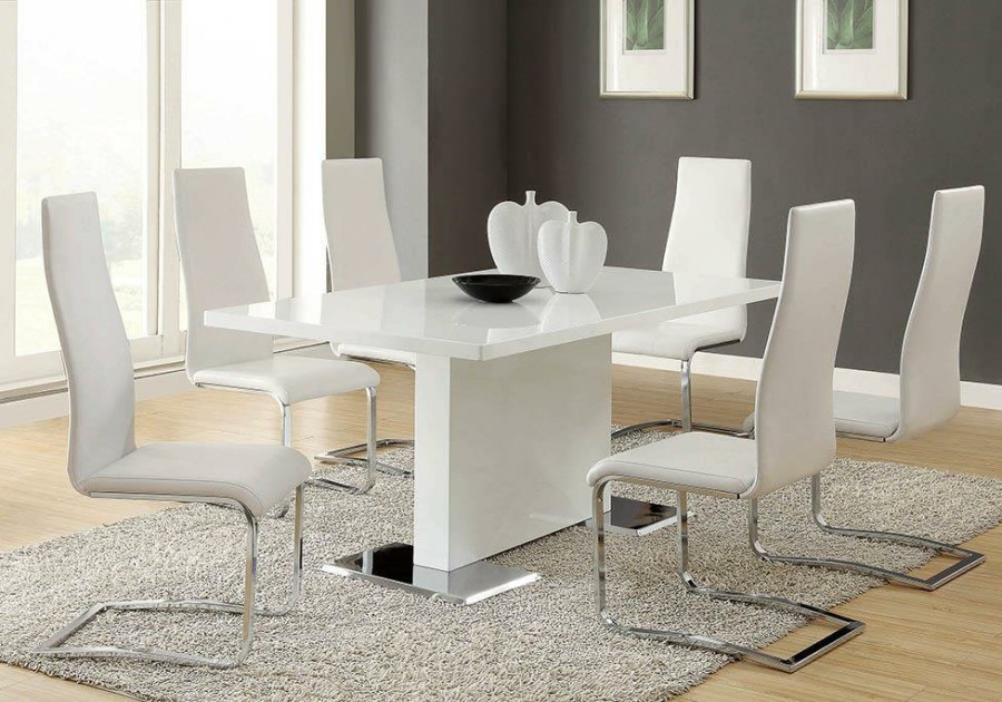 Dining Room Coaster Z2 Premium | Nameth Contemporary White Dining Table