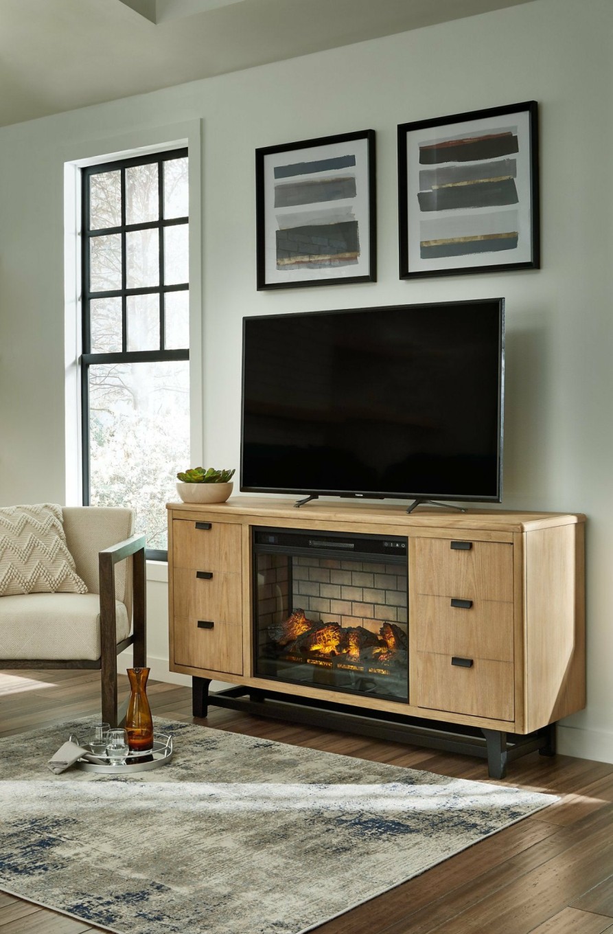 Entertainment Ashley Furniture | Freslowe Tv Stand With Electric Fireplace