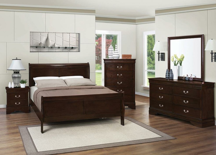 Bedroom Coaster Z2 Premium | Louis Philippe Traditional Warm Brown Full Five Piece Bedroom Set