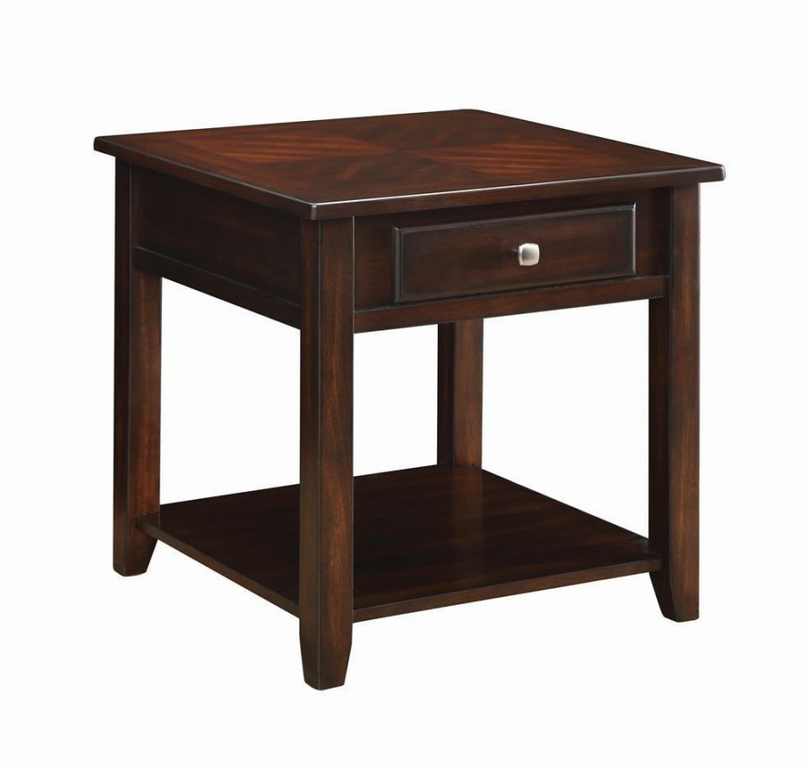 Living Room Coaster Z2 Premium | Transitional Walnut One Drawer End Table