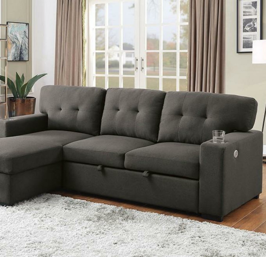 Living Room FOA East | Sammy Sectional, Dark Gray