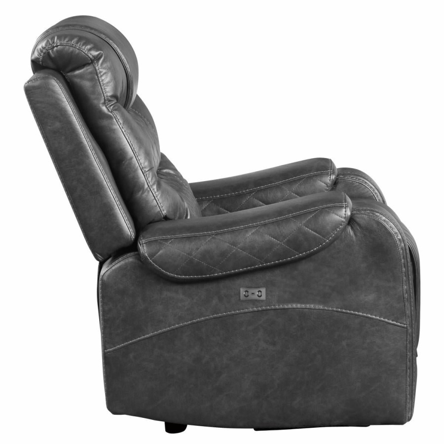 Living Room Homelegance (Homerica East) | Homelegance Furniture Putnam Power Reclining Chair In Gray 9405Gy-1Pw