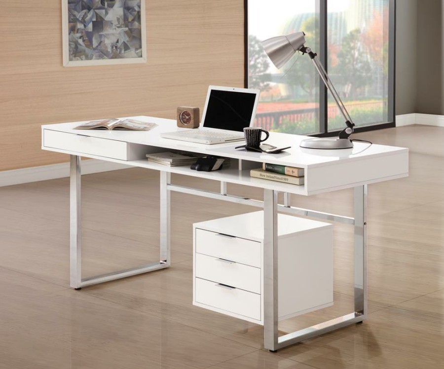 Home Office Coaster Z2 Premium | G800897 Contemporary White Writing Desk