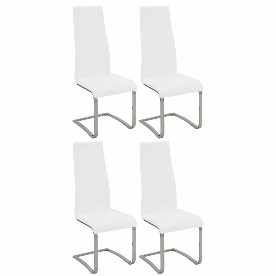 Dining Room Coaster Z2 Premium | G102310 Contemporary White And Chrome Dining Chair