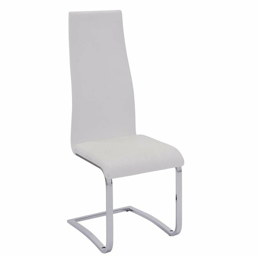 Dining Room Coaster Z2 Premium | G102310 Contemporary White And Chrome Dining Chair