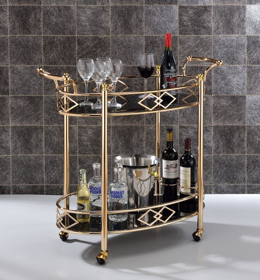 Dining Room ACME | Ottesen Gold & Black Glass Serving Cart