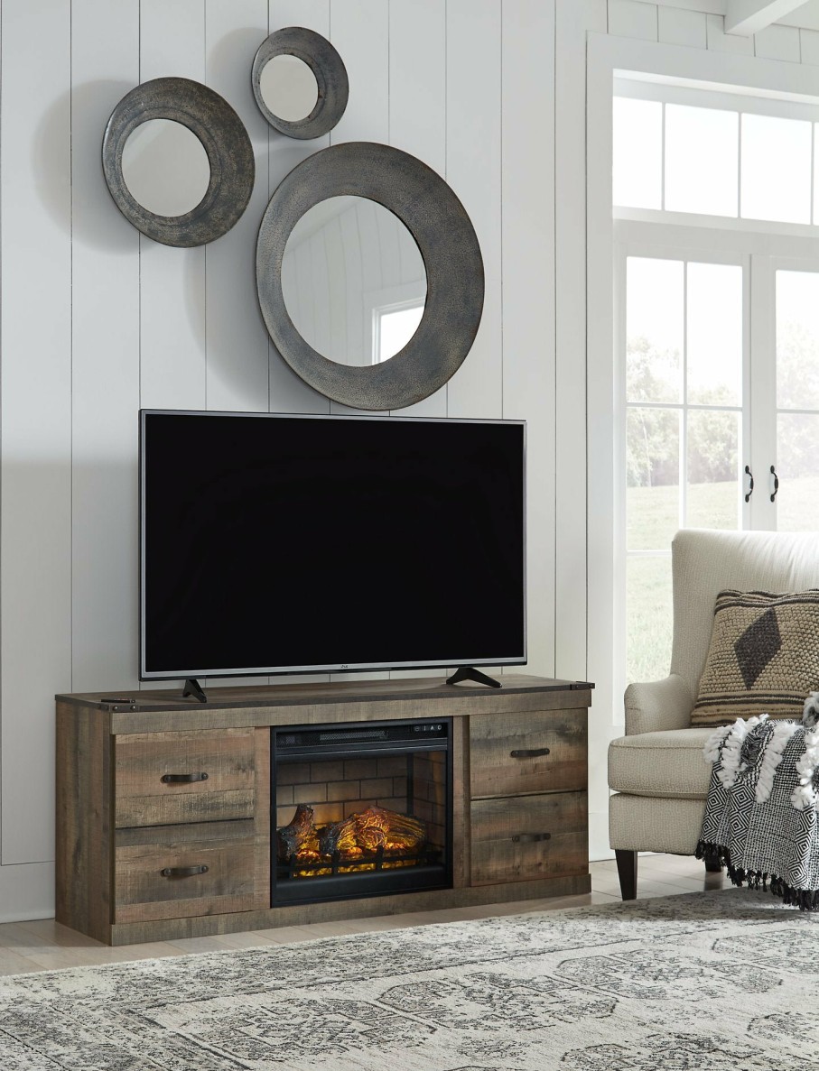 Entertainment Ashley Furniture | Trinell Tv Stand With Electric Fireplace