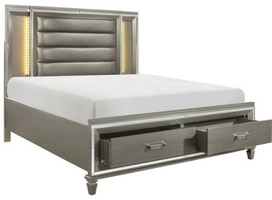 Bedroom Homelegance (Homerica East) | Homelegance Tamsin Queen Upholstered Storage Bed In Silver Grey Metallic 1616-1*