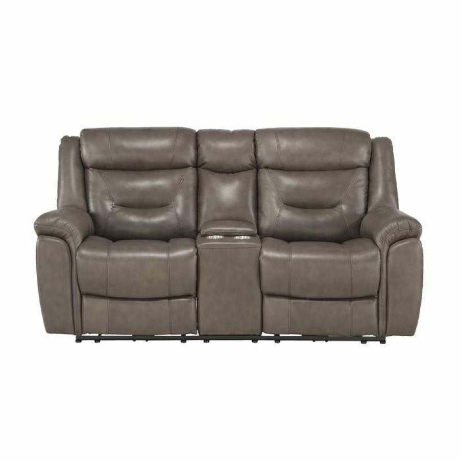 Living Room Homelegance (Homerica East) | Homelegance Furniture Danio Power Double Reclining Loveseat With Power Headrests In Brownish Gray 9528Brg-2Pwh