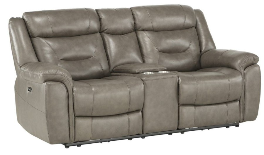 Living Room Homelegance (Homerica East) | Homelegance Furniture Danio Power Double Reclining Loveseat With Power Headrests In Brownish Gray 9528Brg-2Pwh