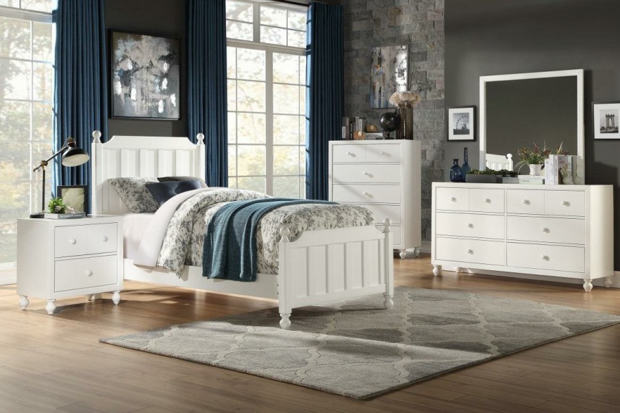 Bedroom Homelegance (Homerica East) | Homelegance Wellsummer Twin Panel Bed In White 1803Wt-1*