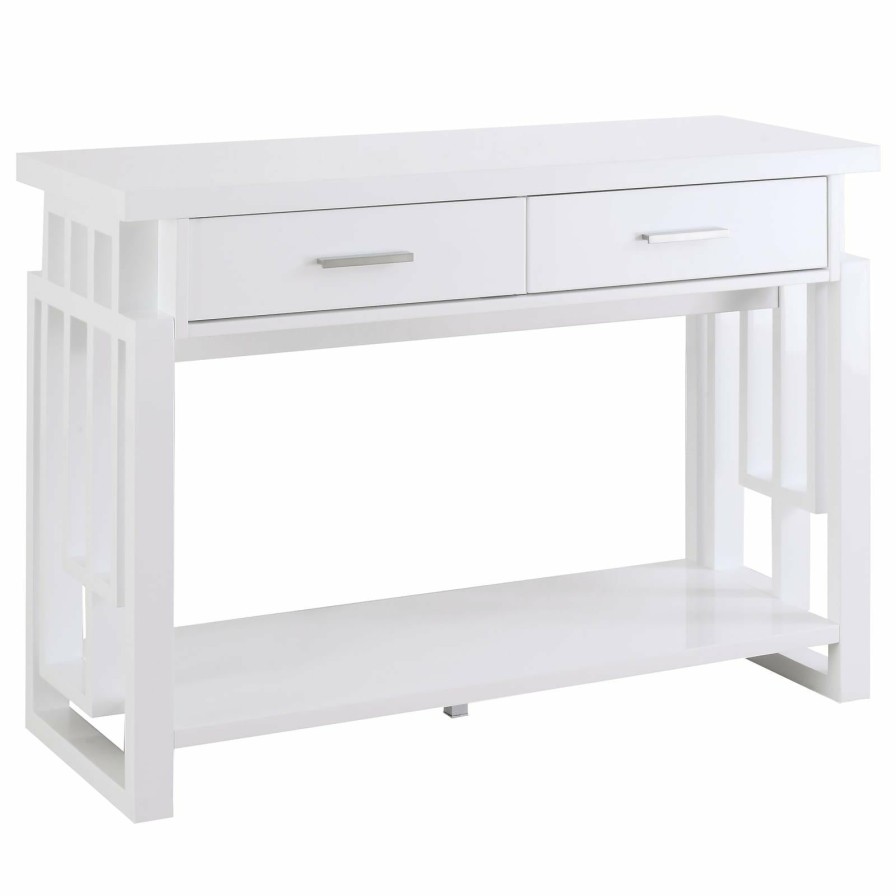 Living Room Coaster Z2 Premium | Transitional Glossy White Sofa Table