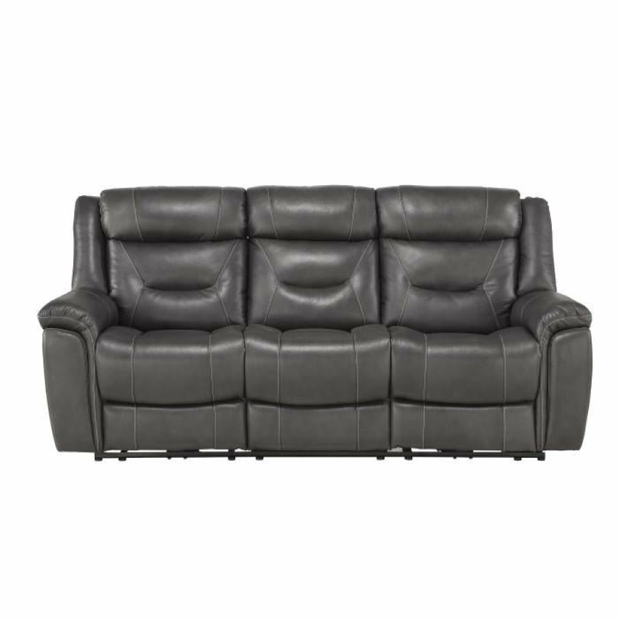 Living Room Homelegance (Homerica East) | Homelegance Furniture Danio Power Double Reclining Sofa With Power Headrests In Dark Gray 9528Dgy-3Pwh