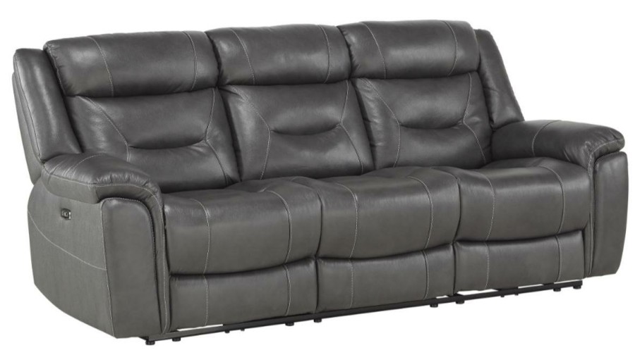 Living Room Homelegance (Homerica East) | Homelegance Furniture Danio Power Double Reclining Sofa With Power Headrests In Dark Gray 9528Dgy-3Pwh