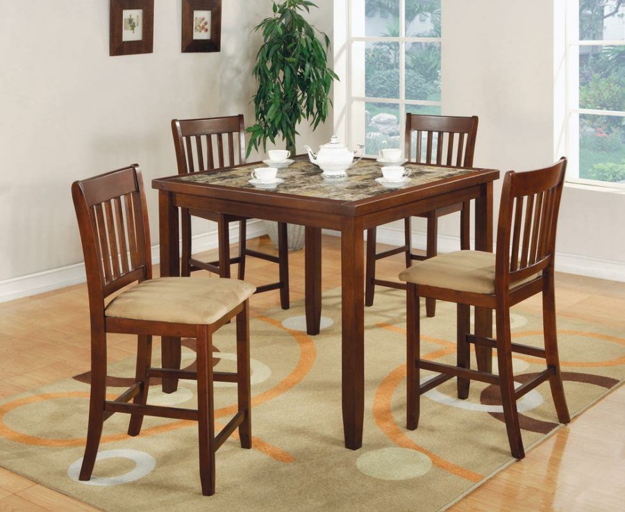 Dining Room Coaster Z2 Premium | Five Piece Casual Cherry Counter Height Dining Set