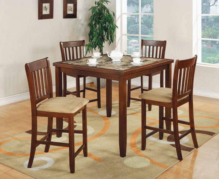 Dining Room Coaster Z2 Premium | Five Piece Casual Cherry Counter Height Dining Set