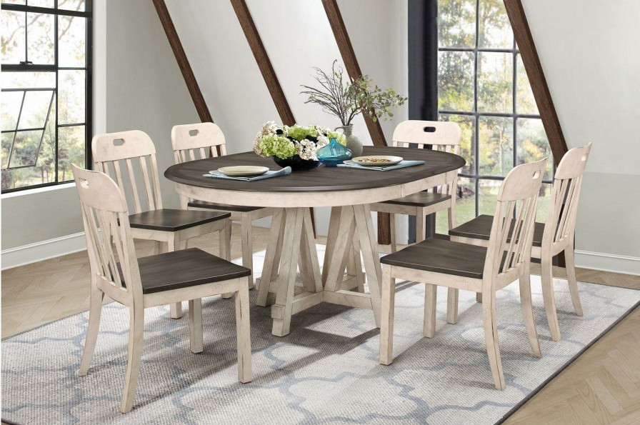 Dining Room Homelegance (Homerica East) | Homelegance Clover Round Dining Table In White And Gray 5656-66*