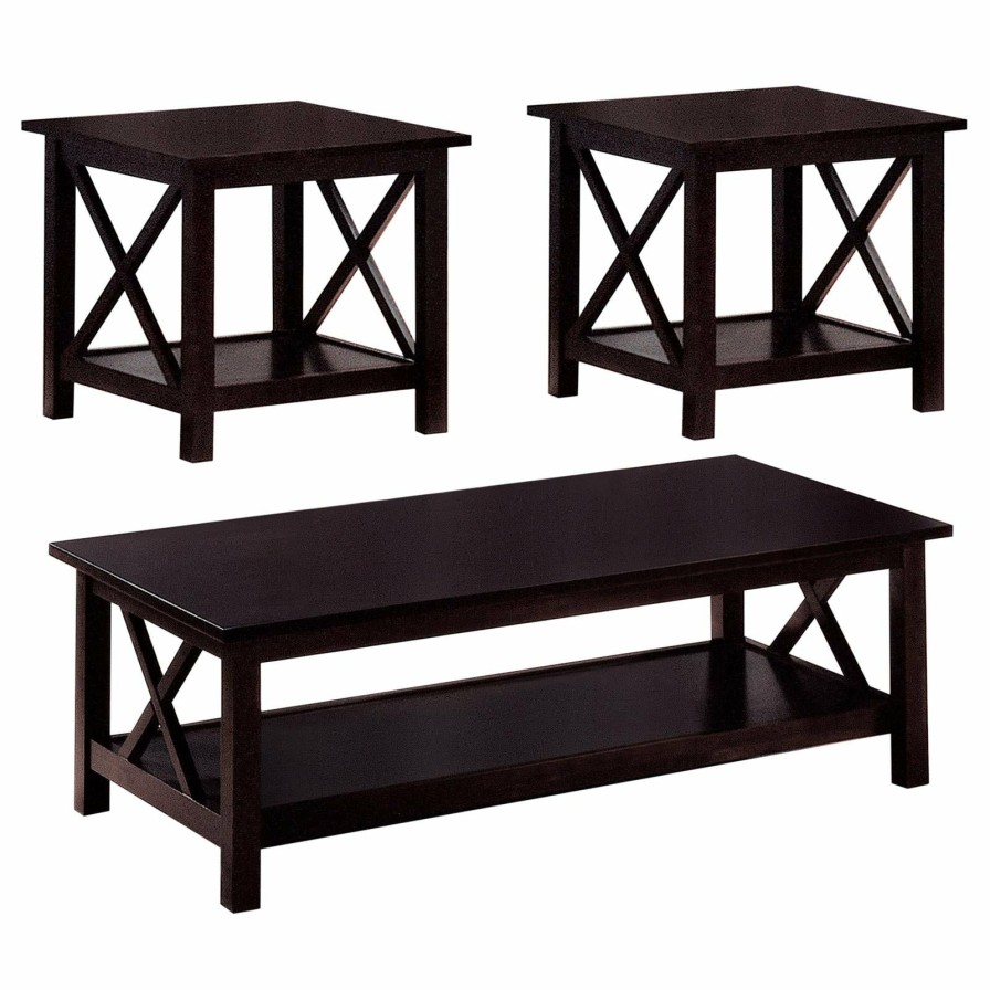 Living Room Coaster Z2 Premium | G5909 Casual Deep Merlot Three Piece Occasional Set