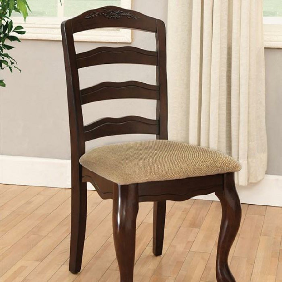 Dining Room FOA East | Townsville Dark Walnut/Tan Side Chair (2/Ctn)