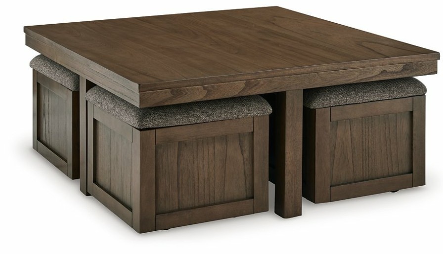 Living Room Ashley Furniture | Boardernest Coffee Table With 4 Stools