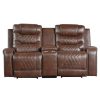 Living Room Homelegance (Homerica East) | Homelegance Furniture Putnam Power Double Reclining Loveseat In Brown 9405Br-2Pw