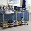 Dining Room ACME East | Kenda Clear Glass, Mirrored & Gold Serving Cart