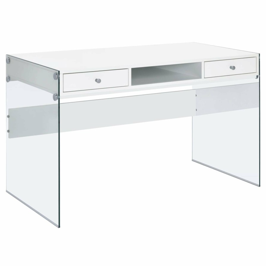 Home Office Coaster Z2 Premium | G800829 Contemporary Glossy White Writing Desk