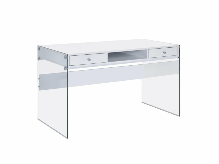 Home Office Coaster Z2 Premium | G800829 Contemporary Glossy White Writing Desk