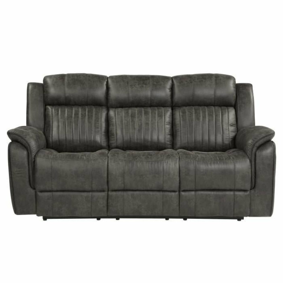 Living Room Homelegance (Homerica East) | Homelegance Furniture Centeroak Double Reclining Sofa In Gray 9479Brg-3