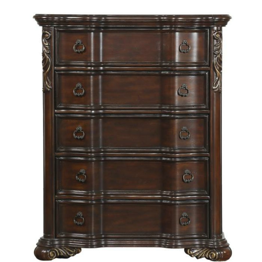 Bedroom Homelegance (Homerica East) | Homelegance Royal Highlands 5 Drawer Chest In Rich Cherry 1603-9