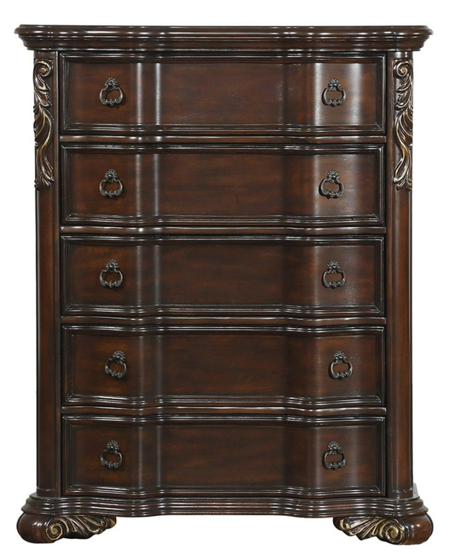 Bedroom Homelegance (Homerica East) | Homelegance Royal Highlands 5 Drawer Chest In Rich Cherry 1603-9