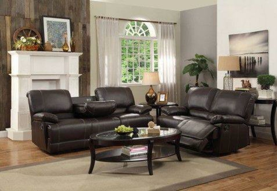 Living Room Homelegance (Homerica East) | Homelegance Furniture Cassville Double Reclining Sofa In Dark Brown 8403-3