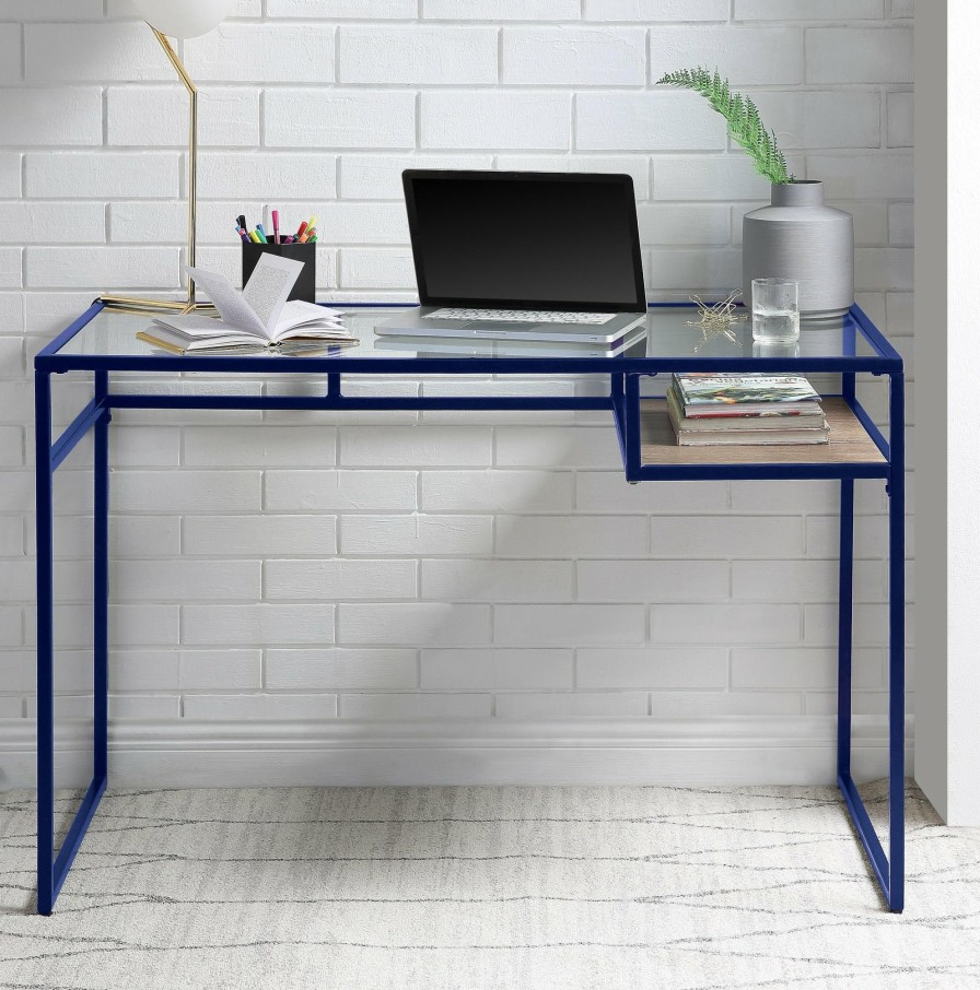 Home Office ACME East | Yasin Blue & Glass Desk