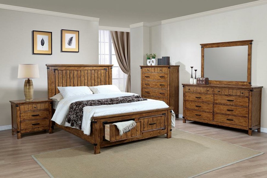 Bedroom Coaster Z2 Premium | G205260Q S5 Brenner Rustic Honey Queen Five Piece Set