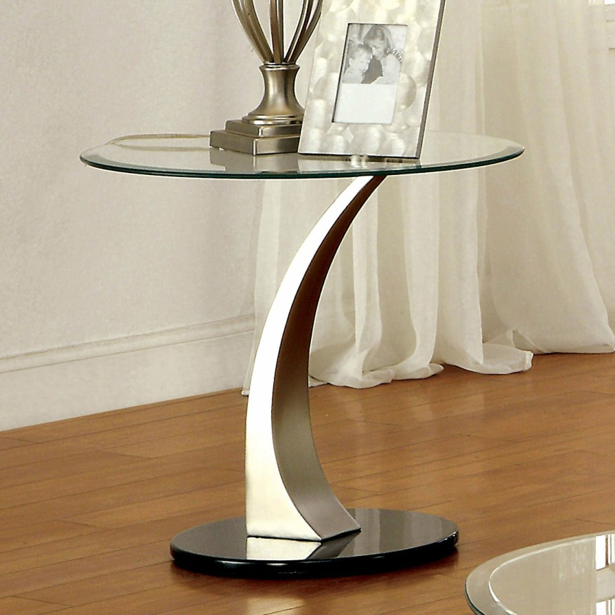 Living Room FOA East | Valo Satin Plated/Black End Table