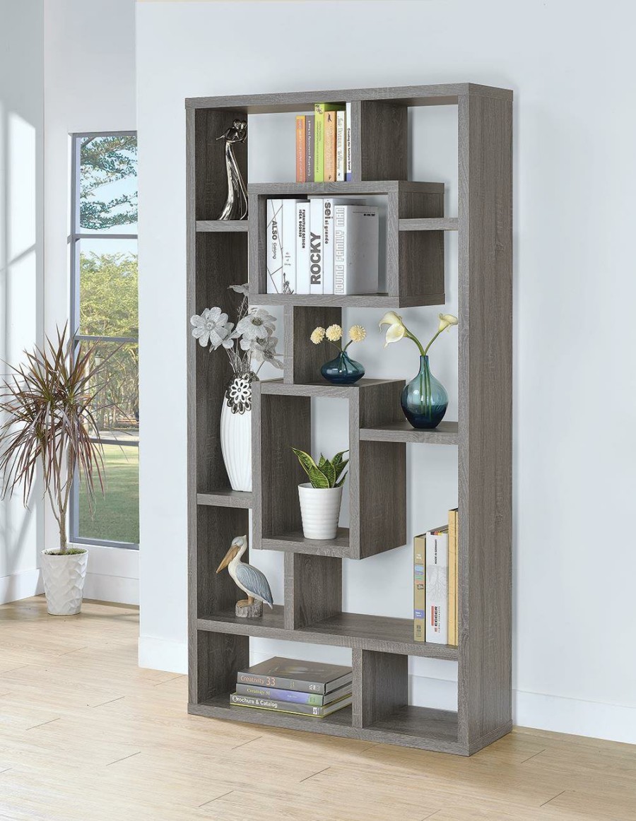 Home Office Coaster Z2 Premium | G800512 Contemporary Weathered Grey Bookcase