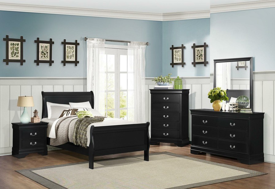 Bedroom Homelegance (Homerica East) | Homelegance Mayville 5 Drawer Chest In Black 2147Bk-9