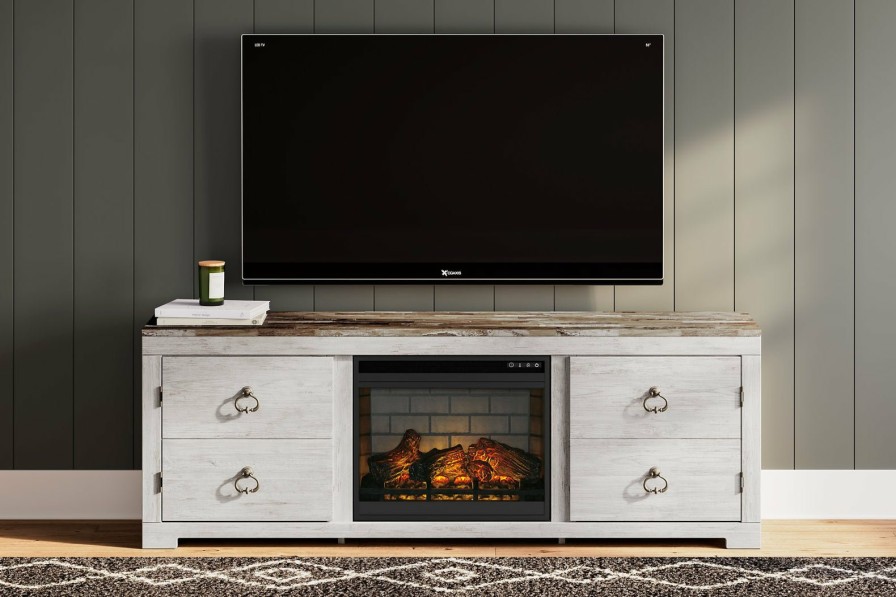 Entertainment Ashley Furniture | Willowton 72" Tv Stand With Electric Fireplace