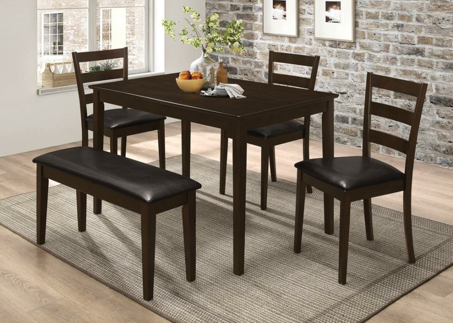 Dining Room Coaster Z2 Premium | Taraval Cappuccino Five Piece Dining Set With Bench