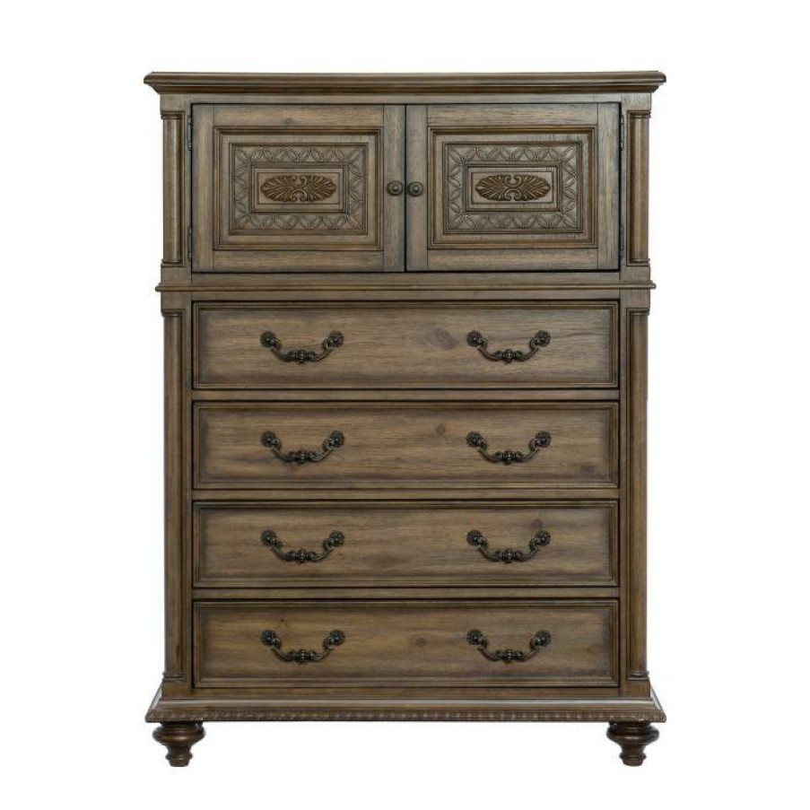 Bedroom Homelegance (Homerica East) | Homelegance Furniture Rachelle 4 Drawer Chest In Weathered Pecan 1693-9