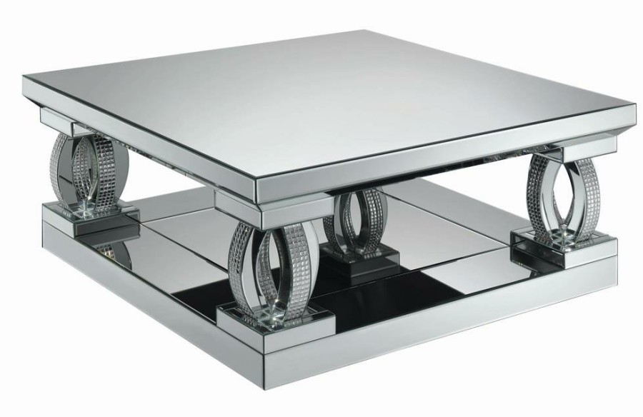 Living Room Coaster Z2 Premium | G722518 Contemporary Silver Mirrored Coffee Table